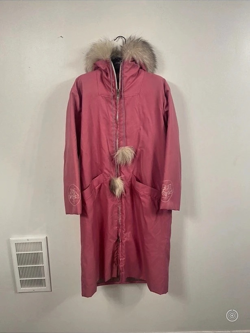 Pink Fur Trim Hooded Winter Coat Like New